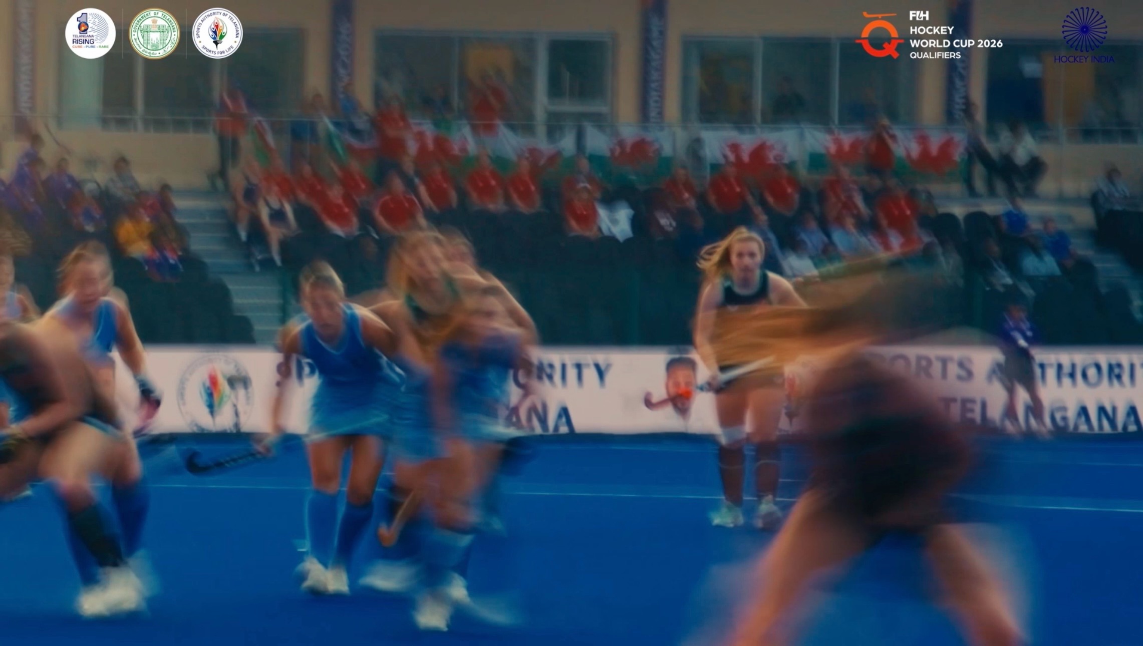 Hockey players in motion blur